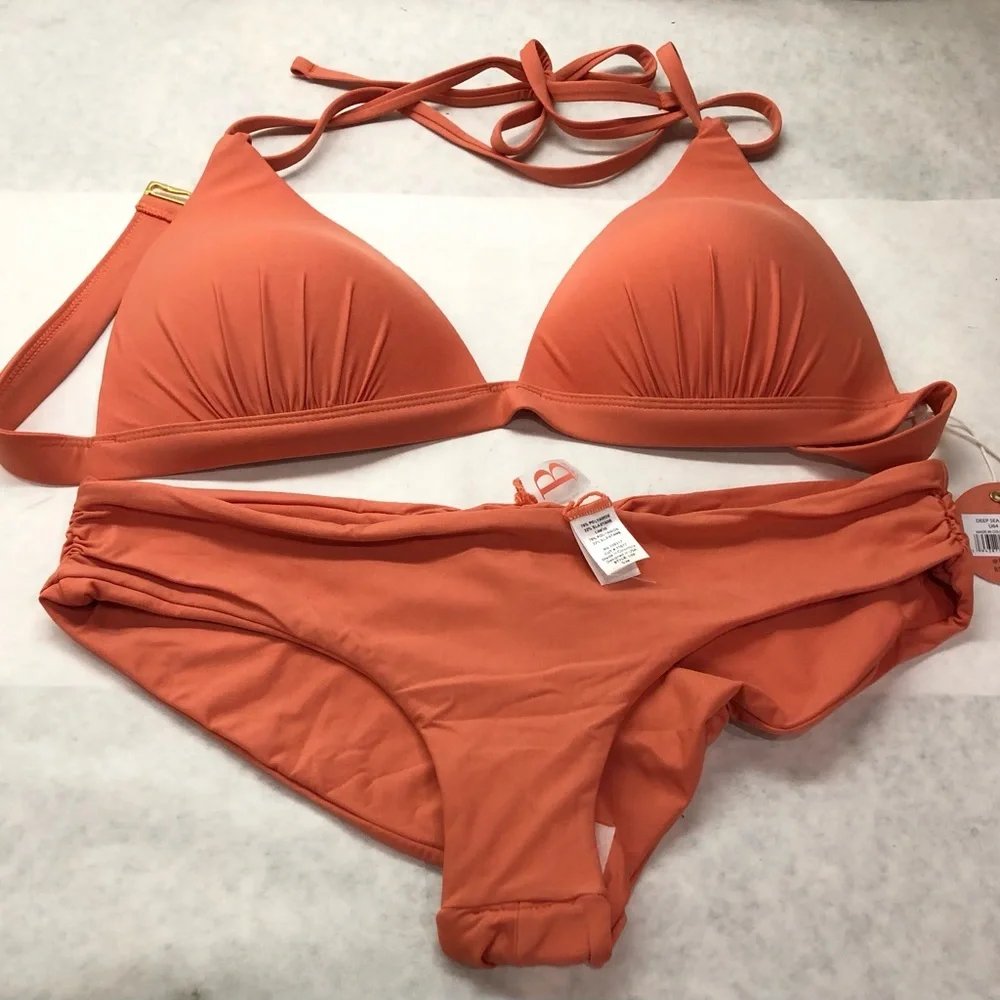 B Swim Burnt Umber Deep Sea Tri Top Sassy Bikini Set